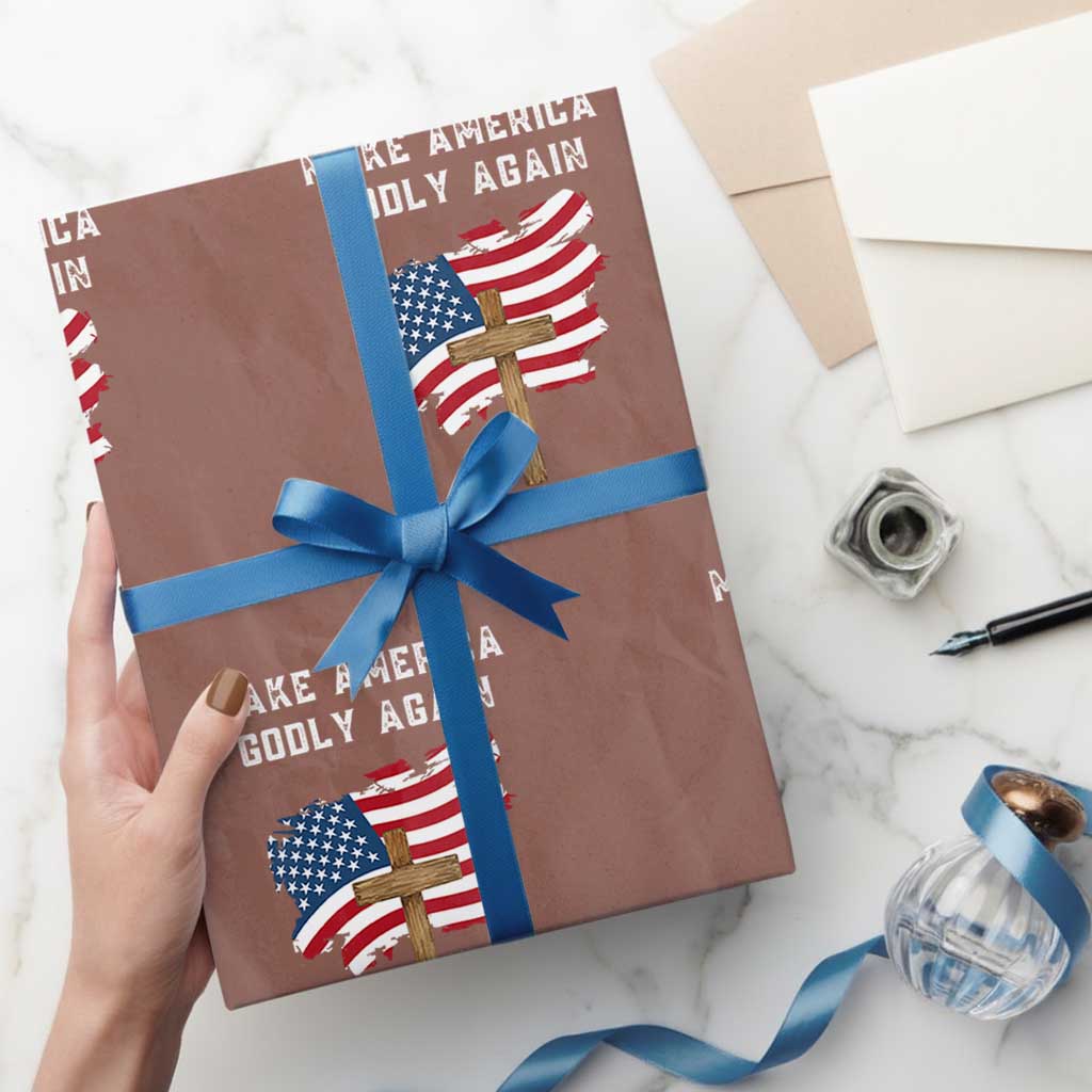 Christian Faith Wrapping Paper Roll Make America Godly Again American Flag