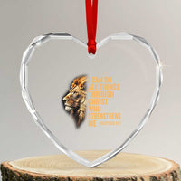 Christian Faith Heart Crystal Glass Ornament Philippians 4:13 Religious Lion Strengthens - Wonder Print Shop