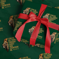 Christian Faith Wrapping Paper Roll Philippians 4:13 Religious Lion Strengthens - Wonder Print Shop