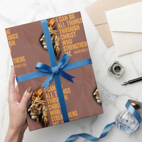 Christian Faith Wrapping Paper Roll Philippians 4:13 Religious Lion Strengthens - Wonder Print Shop