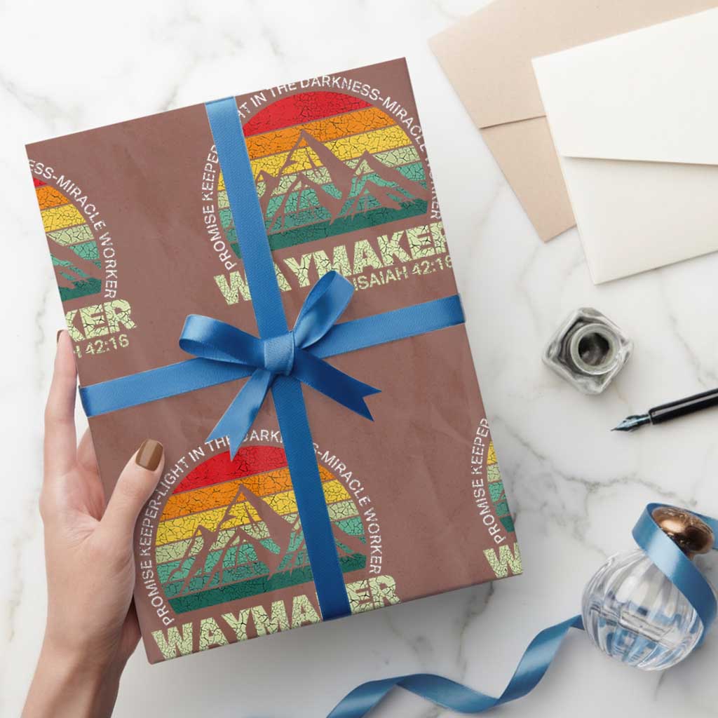 Christian Faith Wrapping Paper Roll Waymaker Promise Keeper Miracle Worker Retro Vintage - Wonder Print Shop