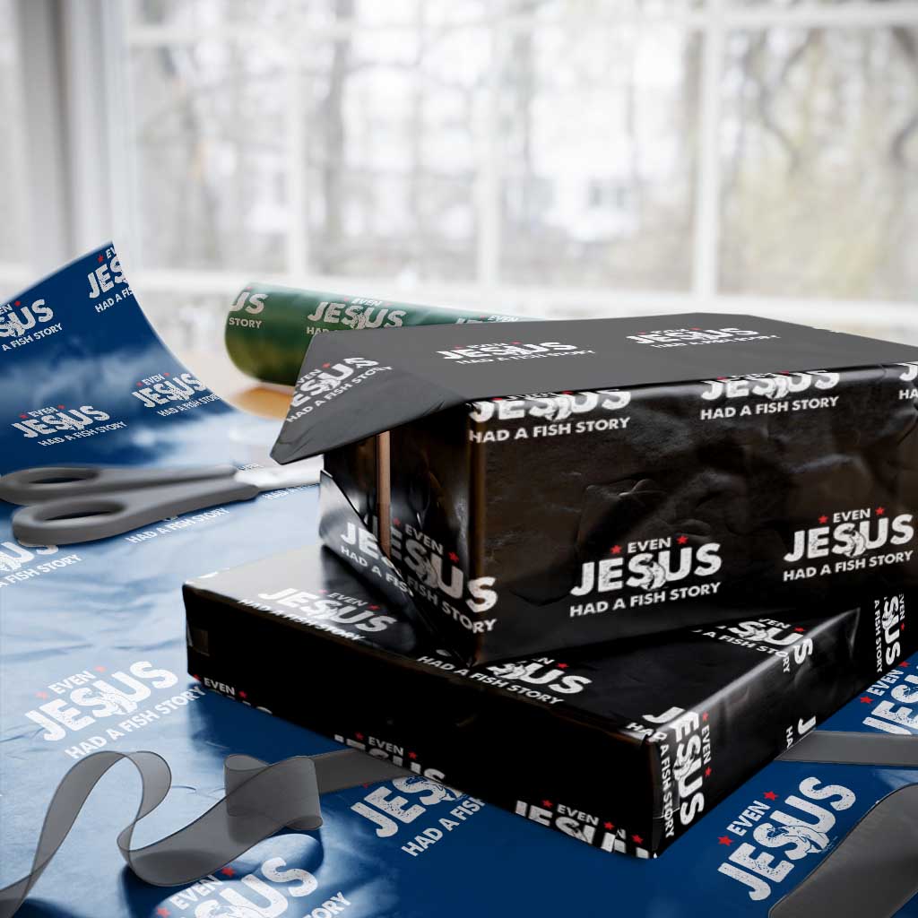 Christian Fishing Wrapping Paper Roll Even Jesus Had A Fish Story Funny Fisherman - Wonder Print Shop