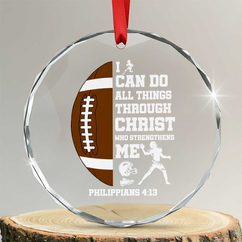 Christian Football Crystal Glass Ornament I Can Do All Things Through Christ Bible Verse - Wonder Print Shop