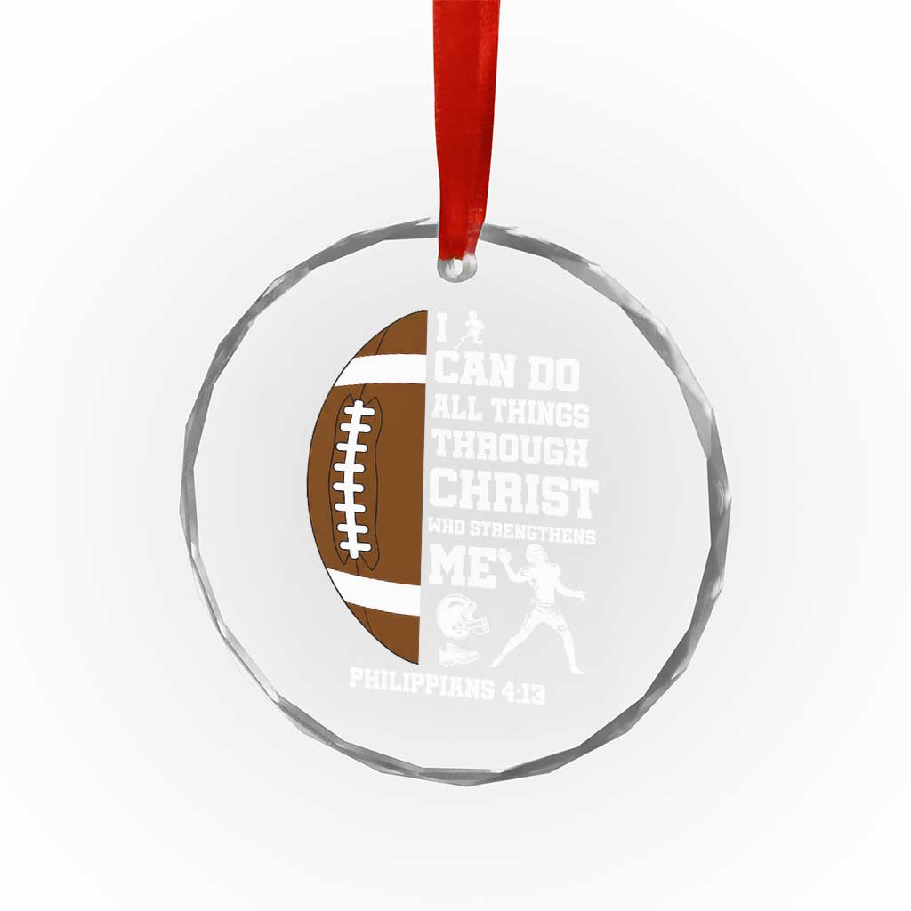 Christian Football Crystal Glass Ornament I Can Do All Things Through Christ Bible Verse - Wonder Print Shop