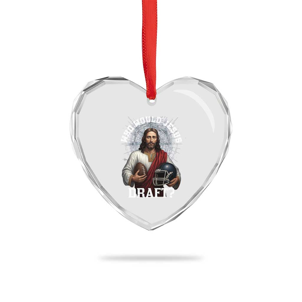 Christian Football Gift Heart Crystal Glass Ornament Who Would Jesus Draft - Wonder Print Shop