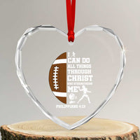Christian Football Heart Crystal Glass Ornament I Can Do All Things Through Christ Bible Verse - Wonder Print Shop