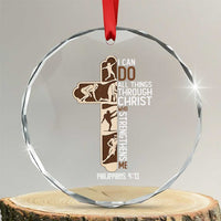 Christian Football Player Gift Crystal Glass Ornament God Gives Me Strength - Wonder Print Shop