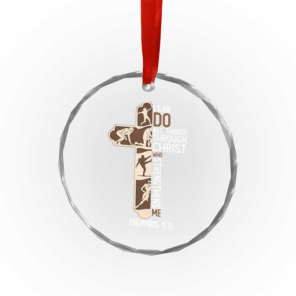 Christian Football Player Gift Crystal Glass Ornament God Gives Me Strength - Wonder Print Shop