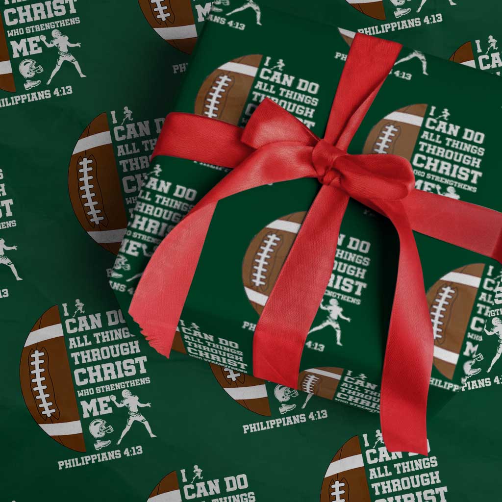 Christian Football Wrapping Paper Roll I Can Do All Things Through Christ Bible Verse - Wonder Print Shop