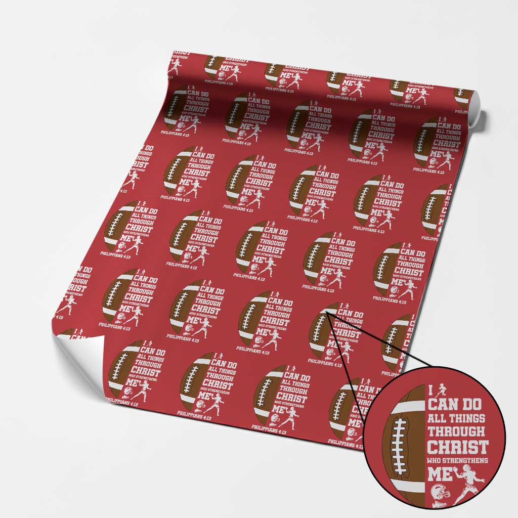 Christian Football Wrapping Paper Roll I Can Do All Things Through Christ Bible Verse - Wonder Print Shop