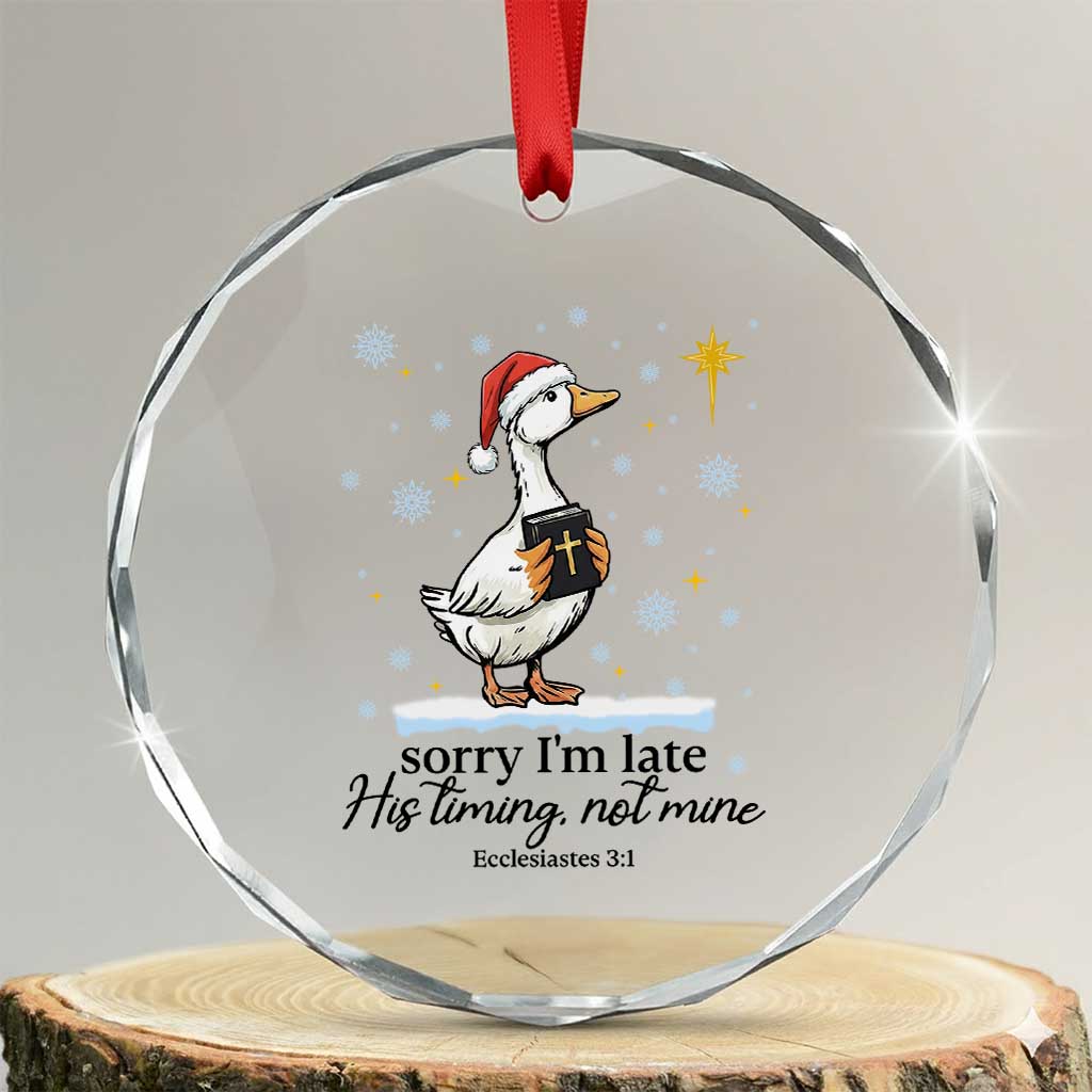 Christian Goose Crystal Glass Ornament Sorry I Am Late His Timing Not Mine - Wonder Print Shop