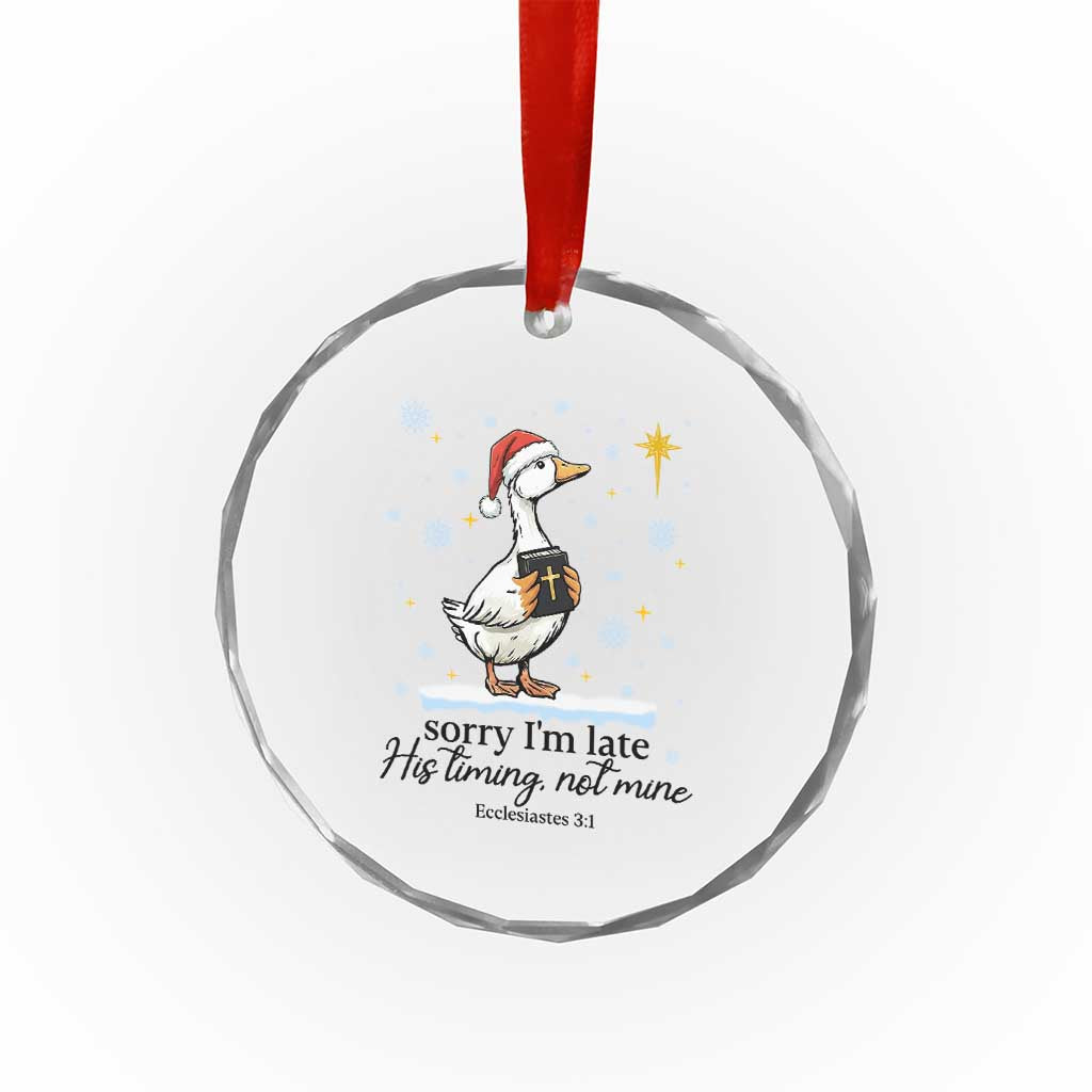 Christian Goose Crystal Glass Ornament Sorry I Am Late His Timing Not Mine - Wonder Print Shop