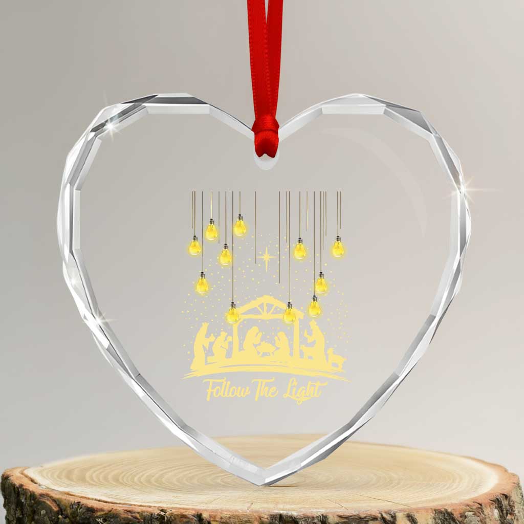 Christian Heart Crystal Glass Ornament Follow the Light Christ Xmas Light - Wonder Print Shop
