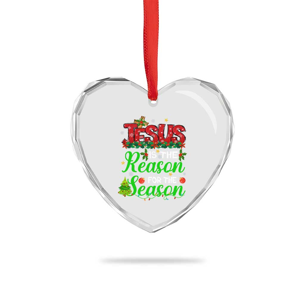 Christian Heart Crystal Glass Ornament Jesus Is The Reason For The Season - Wonder Print Shop