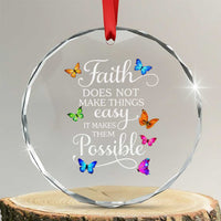Christian Jesus Crystal Glass Ornament Butterfly Art Bible Verse Printed Faith Blessed Inspirational Girl