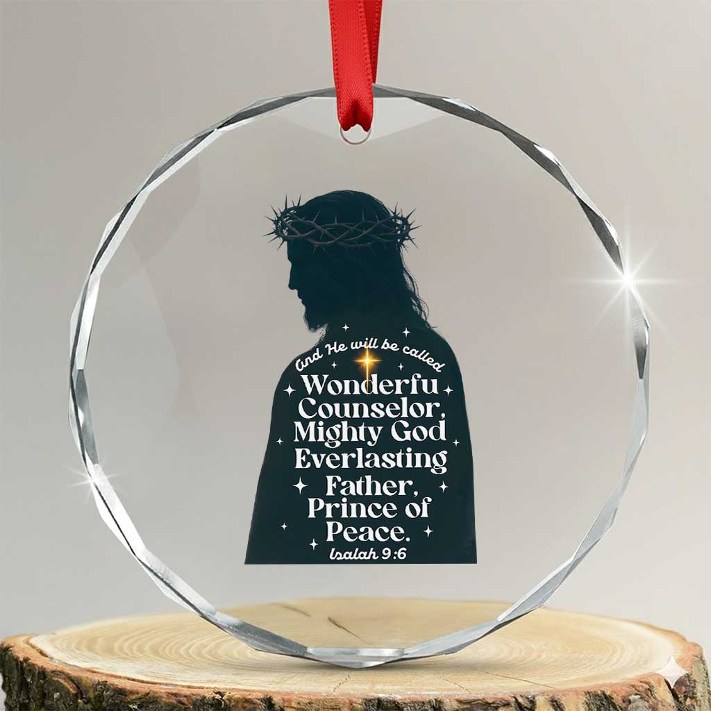 Christian Jesus Crystal Glass Ornament Cross Bible Verse Inspirational Isalah 9:6 - Wonder Print Shop