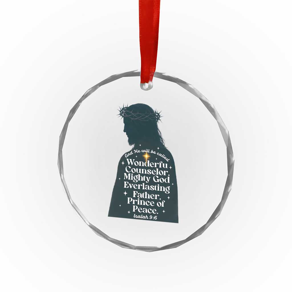 Christian Jesus Crystal Glass Ornament Cross Bible Verse Inspirational Isalah 9:6 - Wonder Print Shop