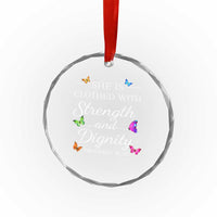 Christian Jesus Crystal Glass Ornament Strength Dignity Encouraging Bible Verse Proverb Butterfly Art