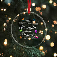Christian Jesus Crystal Glass Ornament Strength Dignity Encouraging Bible Verse Proverb Butterfly Art