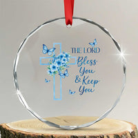 Christian Jesus Crystal Glass Ornament The Lord Bless You Encouraging Bible Verse Butterfly Art
