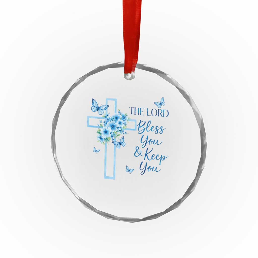 Christian Jesus Crystal Glass Ornament The Lord Bless You Encouraging Bible Verse Butterfly Art