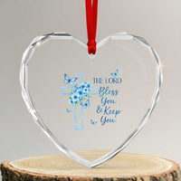Christian Jesus Heart Crystal Glass Ornament The Lord Bless You Encouraging Bible Verse Butterfly Art