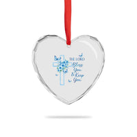 Christian Jesus Heart Crystal Glass Ornament The Lord Bless You Encouraging Bible Verse Butterfly Art