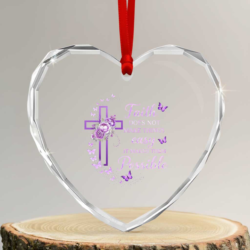 Christian Jesus Heart Crystal Glass Ornament Vintage Bible Verse Printed Faith Blessed Inspirational Girl