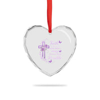 Christian Jesus Heart Crystal Glass Ornament Vintage Bible Verse Printed Faith Blessed Inspirational Girl