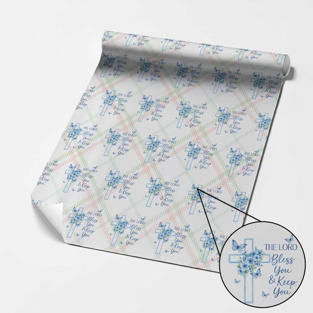Christian Jesus Wrapping Paper Roll The Lord Bless You Encouraging Bible Verse Butterfly Art