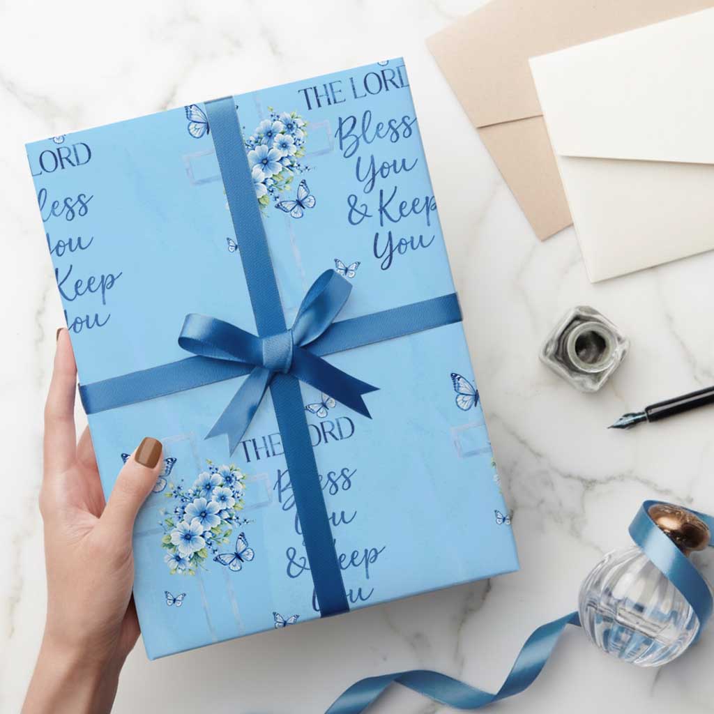 Christian Jesus Wrapping Paper Roll The Lord Bless You Encouraging Bible Verse Butterfly Art