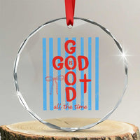 Christian Jesus Lovers Crystal Glass Ornament Striped Preppy God Is Good All The Time