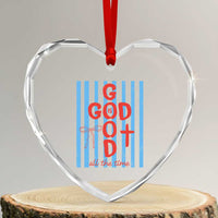 Christian Jesus Lovers Heart Crystal Glass Ornament Striped Preppy God Is Good All The Time