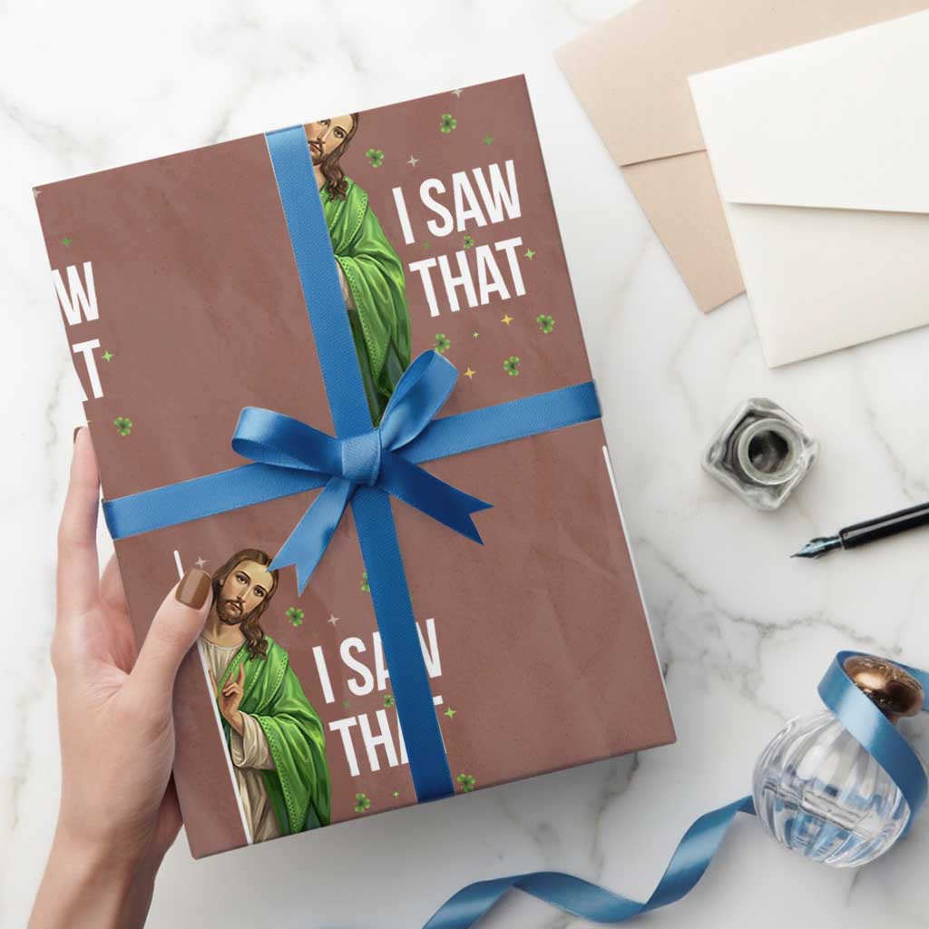 Christian Jesus St Patricks Day Meme Wrapping Paper Roll I Saw That