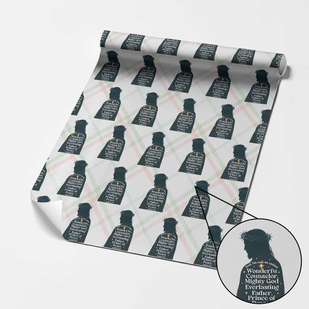 Christian Jesus Wrapping Paper Roll Cross Bible Verse Inspirational Isalah 9:6 - Wonder Print Shop