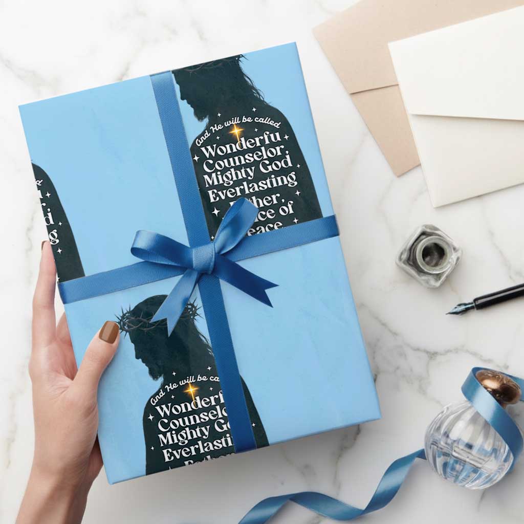 Christian Jesus Wrapping Paper Roll Cross Bible Verse Inspirational Isalah 9:6 - Wonder Print Shop