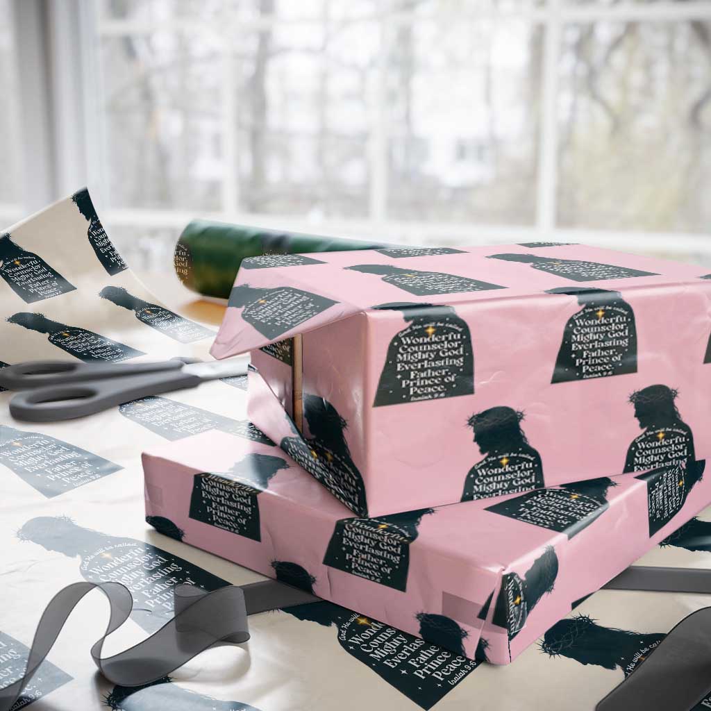 Christian Jesus Wrapping Paper Roll Cross Bible Verse Inspirational Isalah 9:6 - Wonder Print Shop