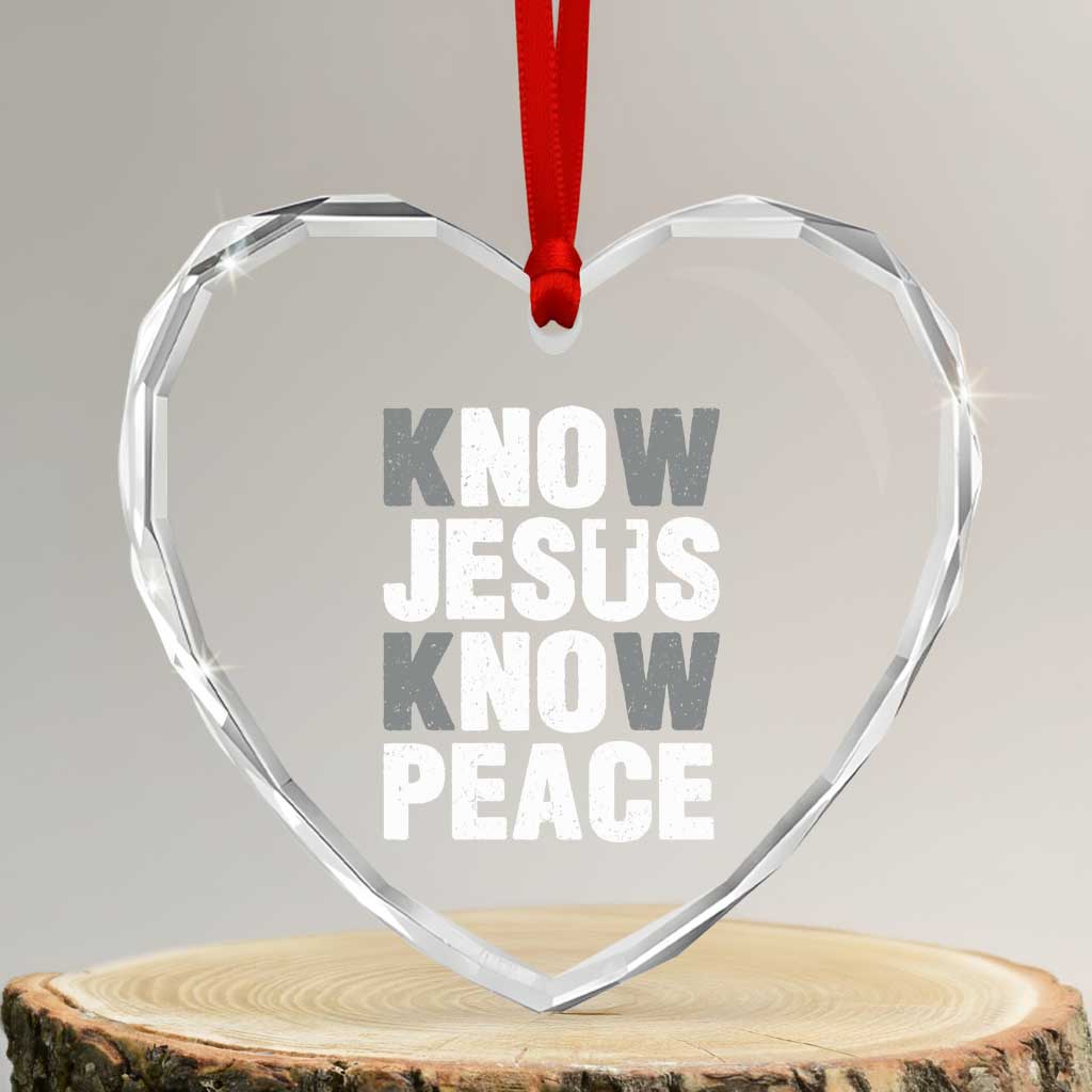 Christian Know Jesus Know Peace Heart Crystal Glass Ornament Religion God Church Bible - Wonder Print Shop