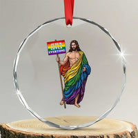 Christian LGBTQ Support Crystal Glass Ornament Jesus Loves Everyone
