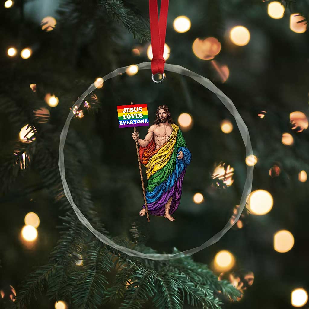 Christian LGBTQ Support Crystal Glass Ornament Jesus Loves Everyone