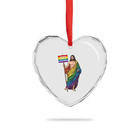 Christian LGBTQ Support Heart Crystal Glass Ornament Jesus Loves Everyone