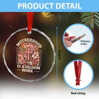 Christian Mom Crystal Glass Ornament Motherhood Is Kingdom Work Floral Mother's Day