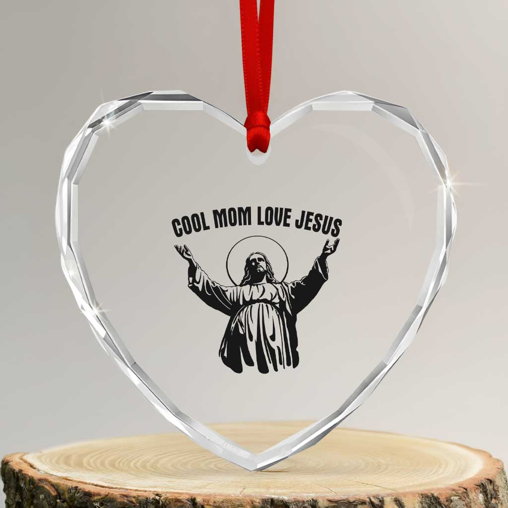 Christian Mom Faith Heart Crystal Glass Ornament Cool Mom Love Jesus - Wonder Print Shop
