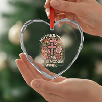 Christian Mom Heart Crystal Glass Ornament Motherhood Is Kingdom Work Floral Mother's Day