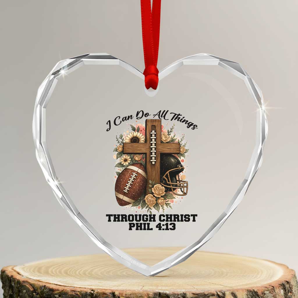 Christian Motivation Gift Heart Crystal Glass Ornament I Can Do All Things Through Christ Bible Verse - Wonder Print Shop