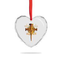 Christian One Cross Three Nails Four Given Heart Crystal Glass Ornament Jesus God