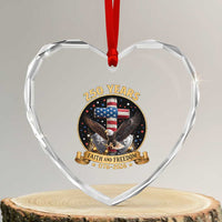 Christian Patriotic Eagle Cross Heart Crystal Glass Ornament 250 Years Faith And Freedom USA Gift