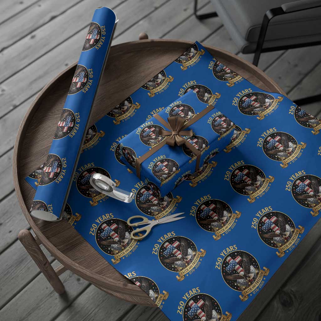 Christian Patriotic Eagle Cross Wrapping Paper Roll 250 Years Faith And Freedom USA Gift