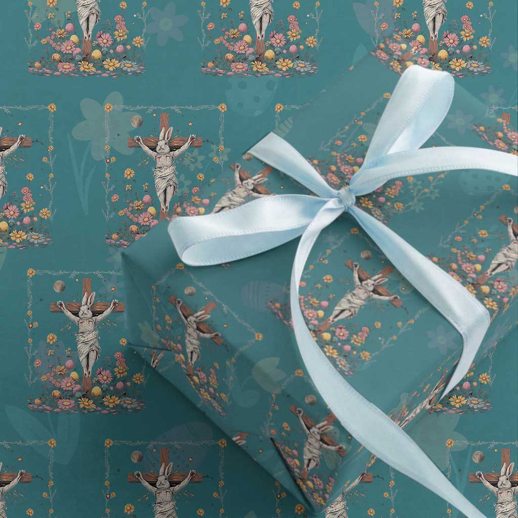 Christian Religious Easter Day Bunny Floral Christ Jesus Wrapping Paper Roll