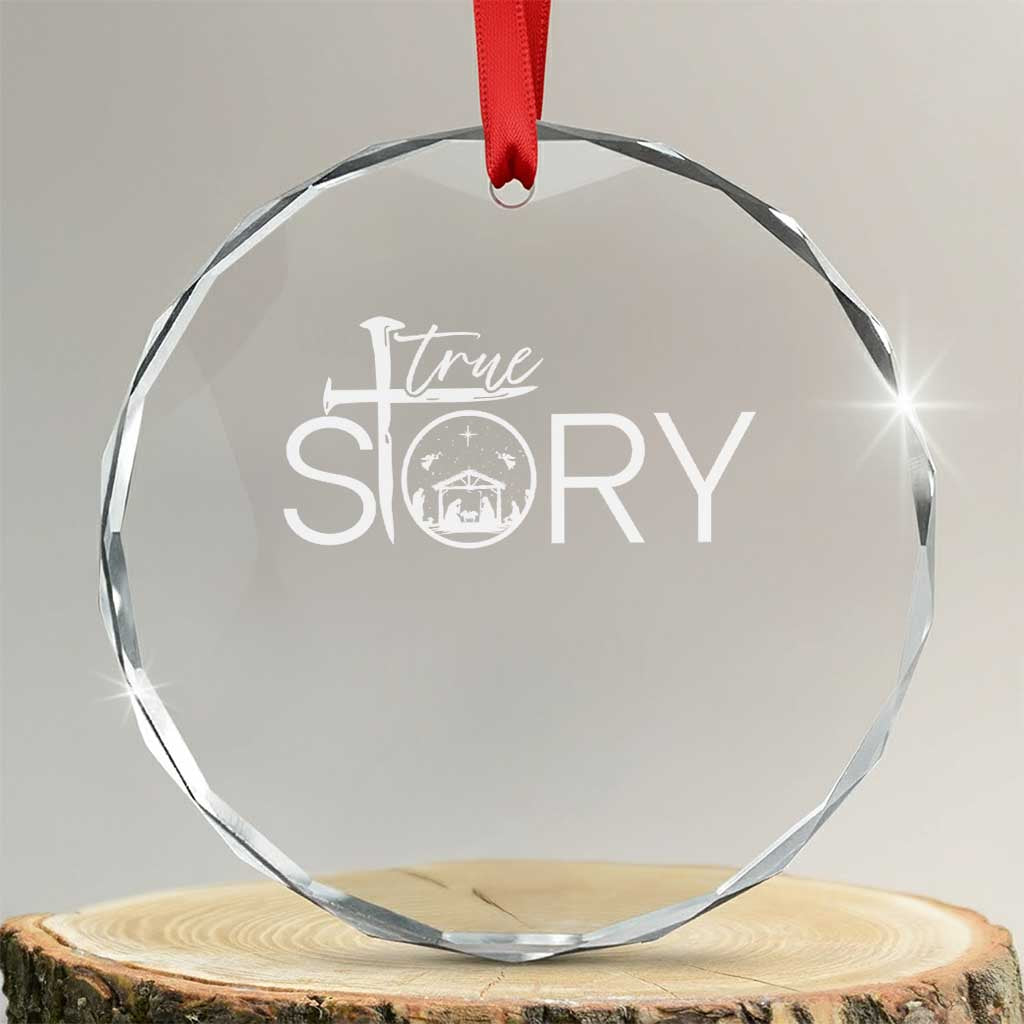 Christian True Story Crystal Glass Ornament Nativity Scene Christmas Faith Cross Jesus Birth - Wonder Print Shop